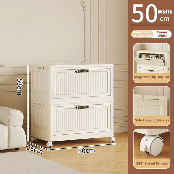 Étagère de rangement pliable multi-niveaux avec couvercle rabattable