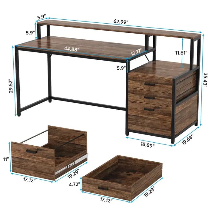 Tribesigns-Bureau d'ordinateur ergonomique avec support de moniteur, table d'ordinateur industrielle