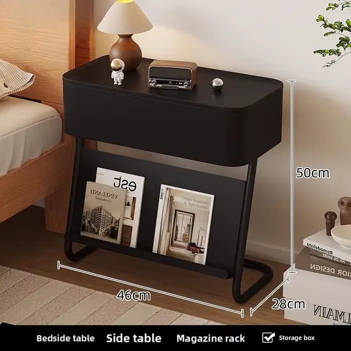 Table de chevet moderne en acier inoxydable avec roulettes