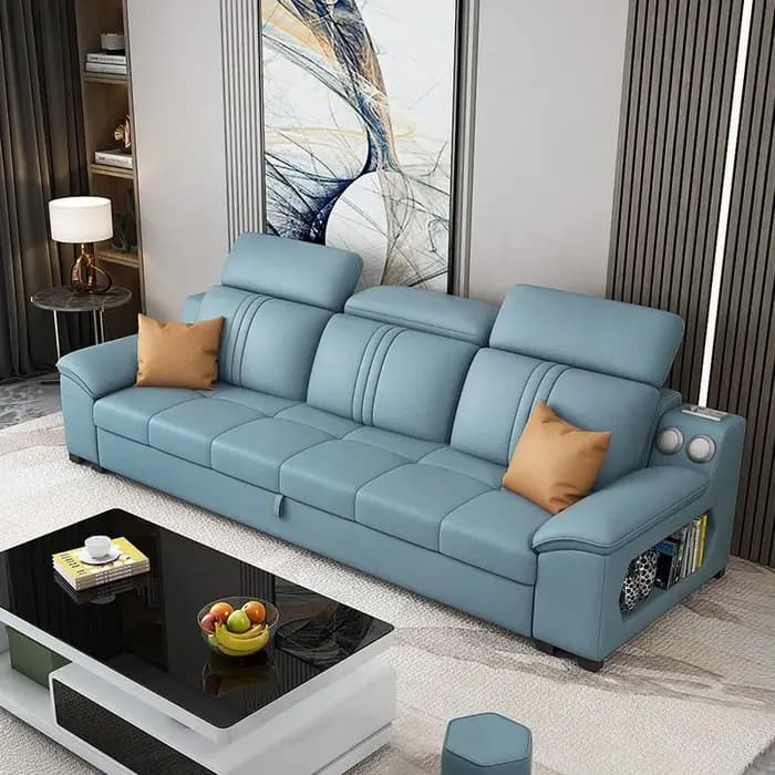 Canapé en cuir véritable design De luxe moderne caché Relax lit