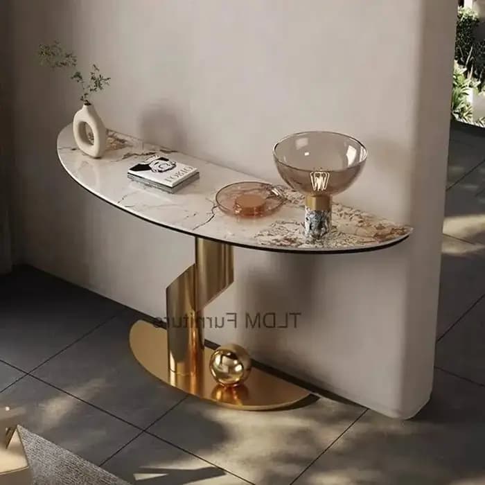 Console d'angle d'entrée Table centrale de luxe moderne Table de couloir en métal Century Salon Uniq