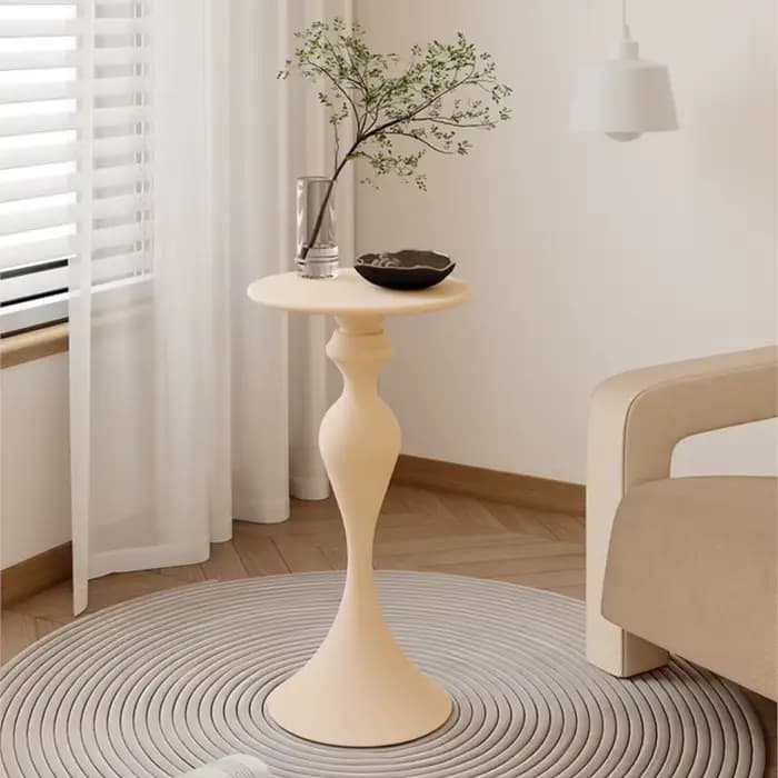 Table d'appoint ronde pour canapé, style crème, étagères en fer, petite table basse, mini chevet, cé