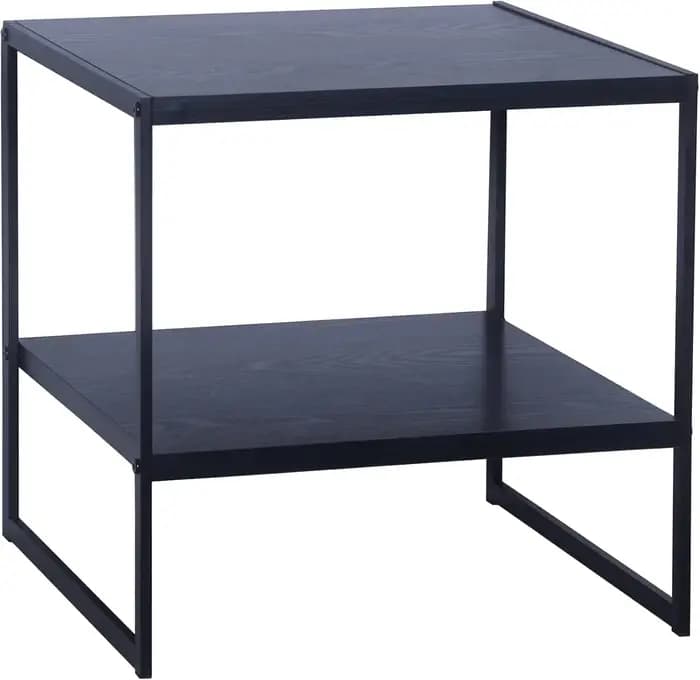 Essentials Jamestown Table d'appoint carrée avec étagère de rangement grain de bois de chêne noir et