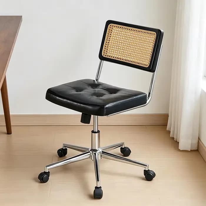 Chaise de Bureau Rétro en Cuir avec Fonction de Bascule