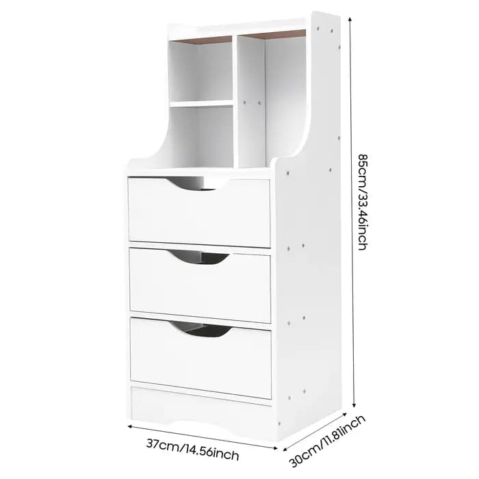 Tables de chevet, table de chevet avec tiroirs, armoire de chevet blanche à 3 tiroirs 37x30x85cm pou