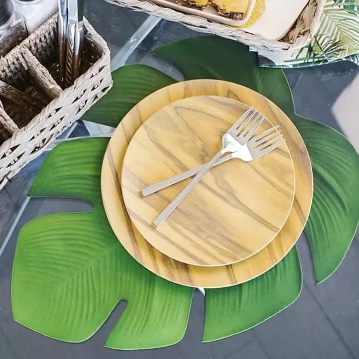 Grand tapis de Table Monstera en forme de feuille tropicale