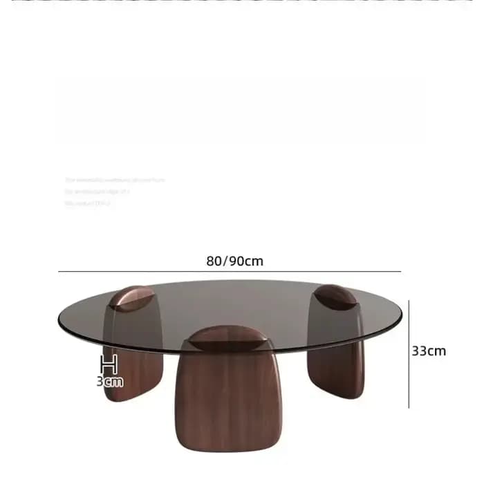 Table basse rétro en bois massif et verre