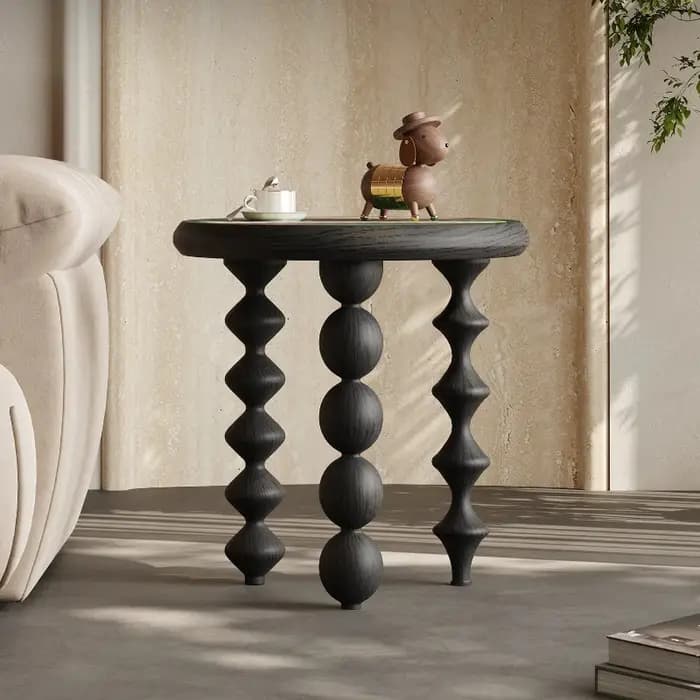 Table d'appoint ronde en bois massif
