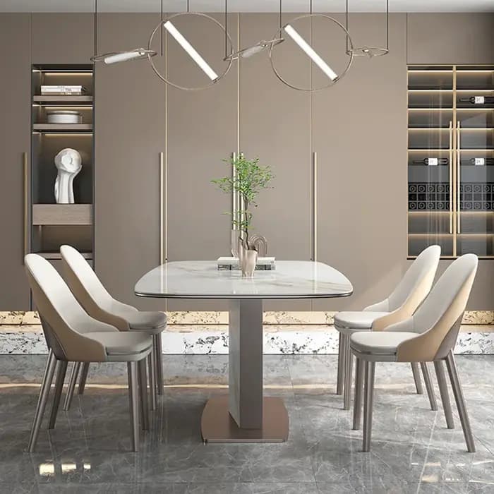 Sièges de table à manger rectangulaires modernes en pierre frittée série Luxotic pour 6 à 8 personnes