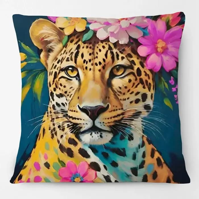 Housse de coussin avec peinture de portrait d'animaux européens