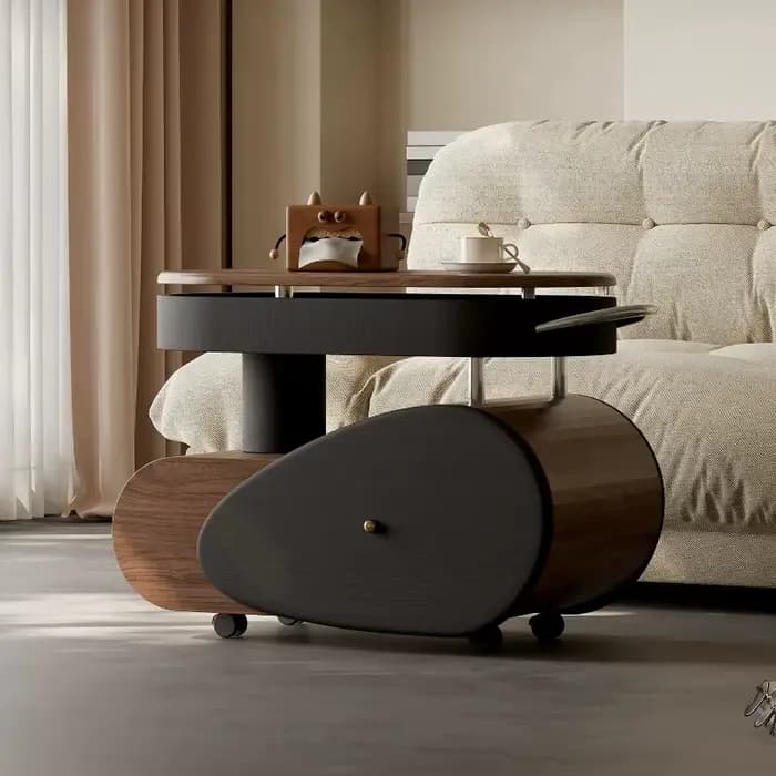 Table basse de bureau relevable vintage en bois pour salon