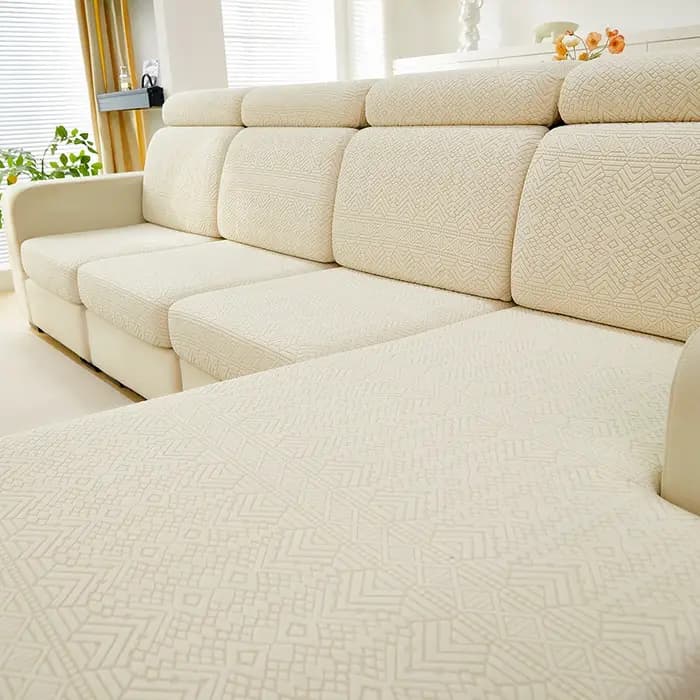 Housse de coussin de canapé jacquard – Motif géométrique
