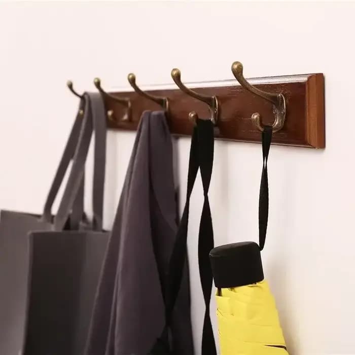 Porte-manteau mural en bois massif avec crochets, cintre pour chapeaux et vêtements, organisateur de
