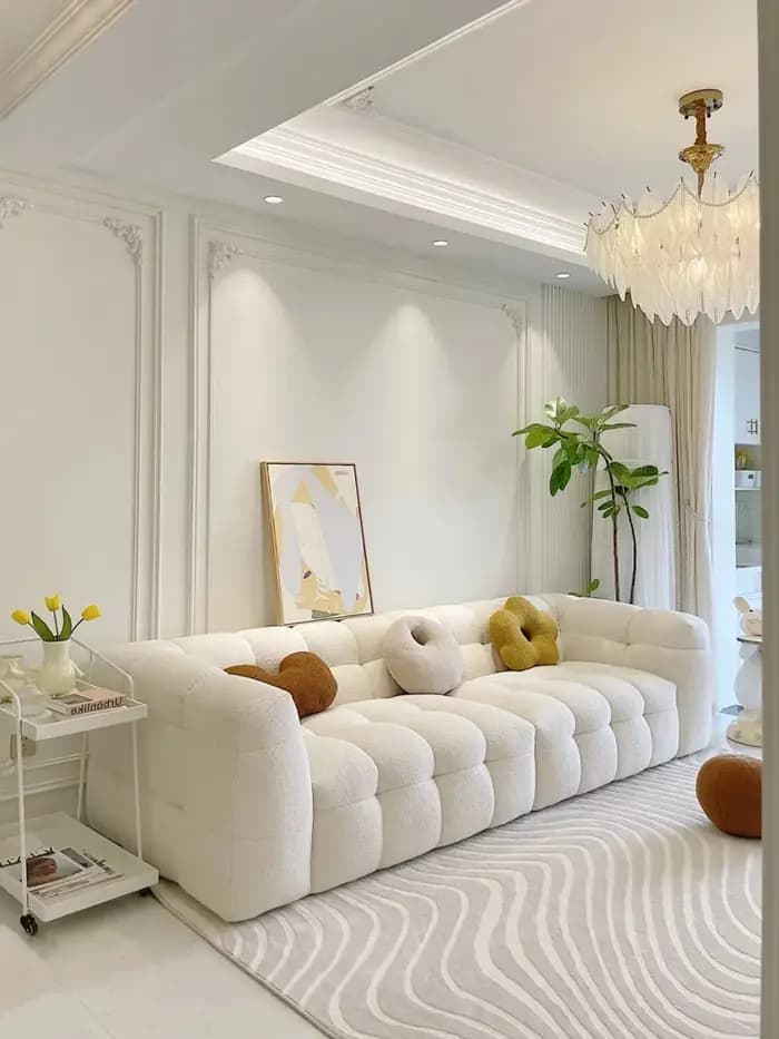 Canapé de salon imperméable minimaliste, moderne, élégant, relaxant, bouffant blanc, Sofy Do Salonu,