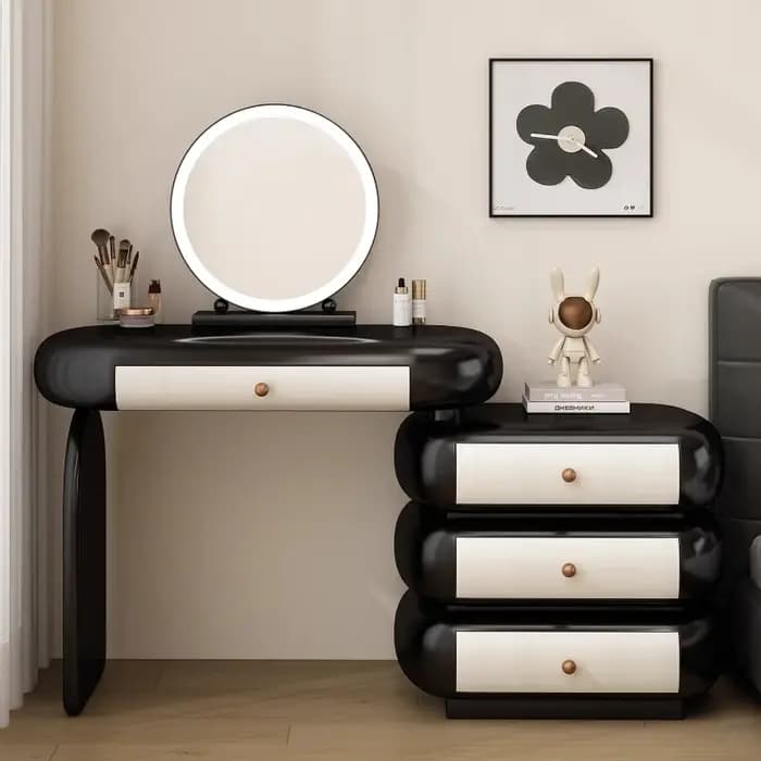 Coiffeuse de maquillage industrielle miroir dames chaises de salon modernes