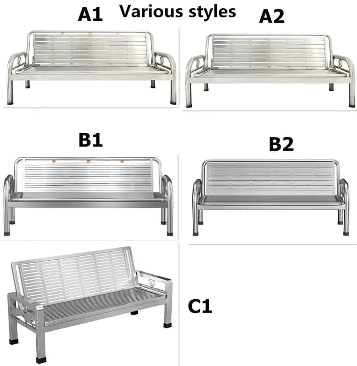 Banc de canapé pliable à trois rangées en acier inoxydable, chaise Simple, zone d'assise pour adulte