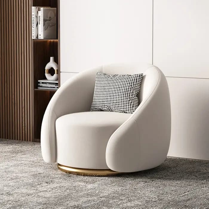 Fauteuil de salon confortable de style nordique avec support pour les coudes et soutien lombaire, pa