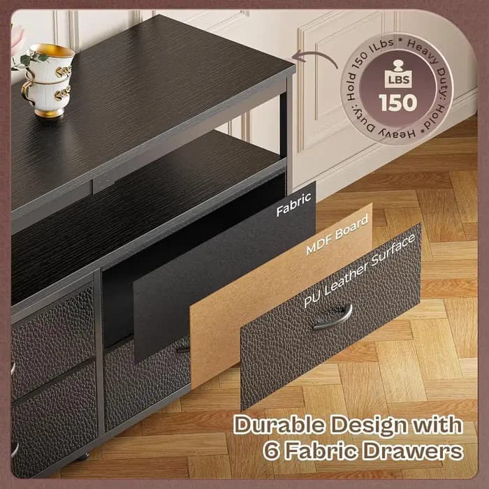 Meuble TV 63 pouces pour TV 55, 65, 70 pouces, meuble TV longue pour chambre à coucher, meuble TV LE