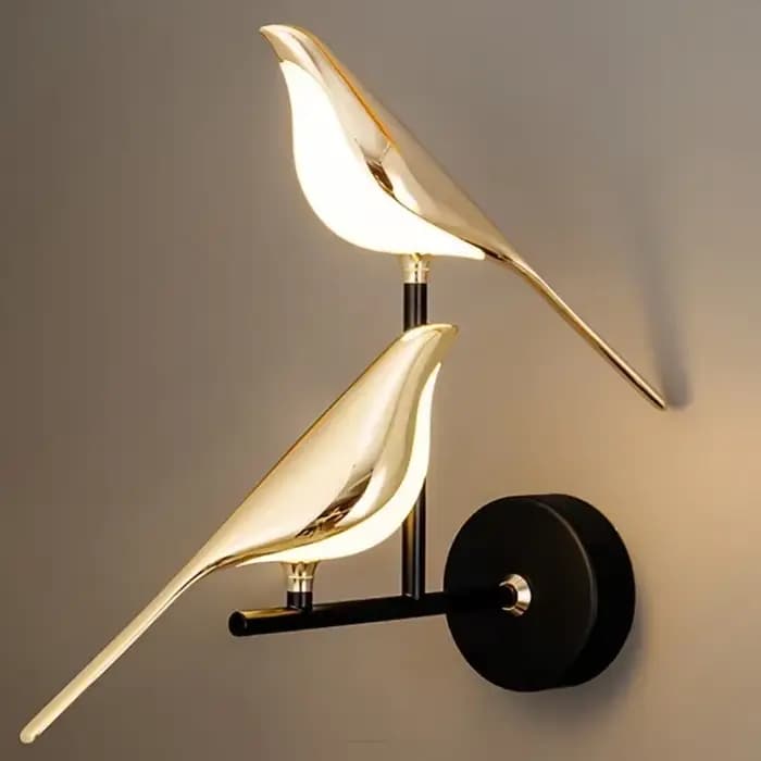 Créatif doré pie oiseau mur LED lampe Restaurant salon hôtel lustre étude chambre chevet décoration bureau lumière