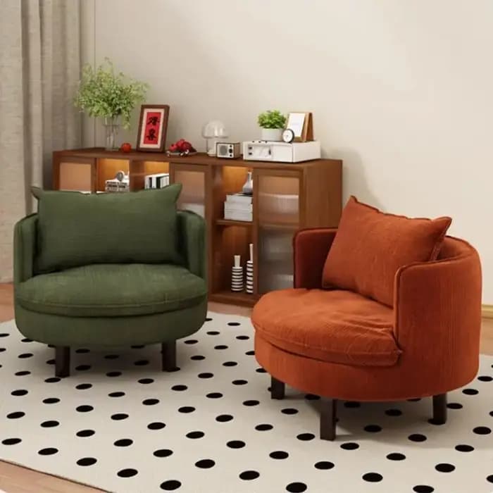 Canapé simple rotatif en tissu, chaise d'appoint paresseuse à dossier rond pour petit appartement, s