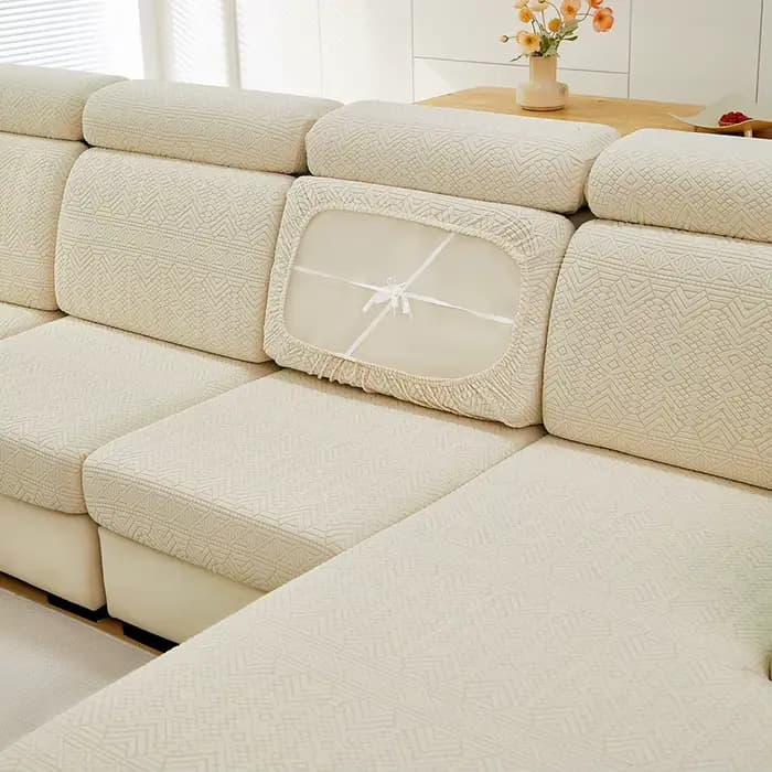 Housse de coussin de canapé jacquard – Motif géométrique