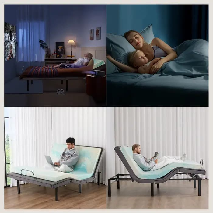 JHK lit Queen Size électrique cadre de lit ergonomique réglable avec télécommande sans fil lit zéro