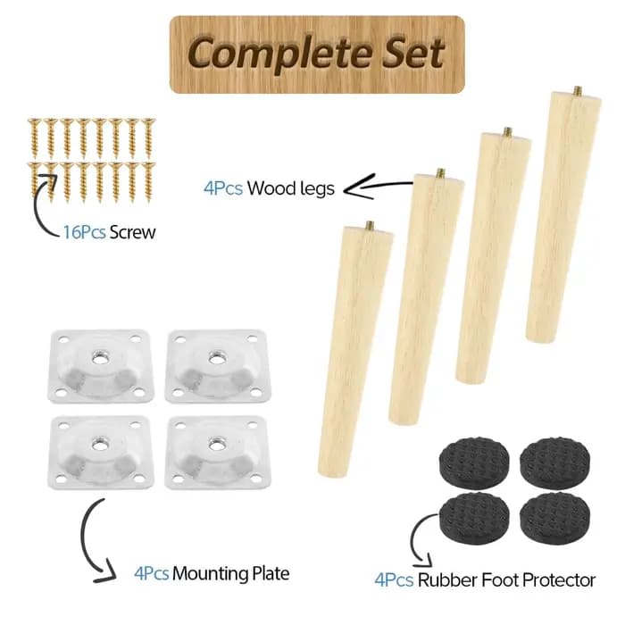 Pieds de meubles de remplacement en bois