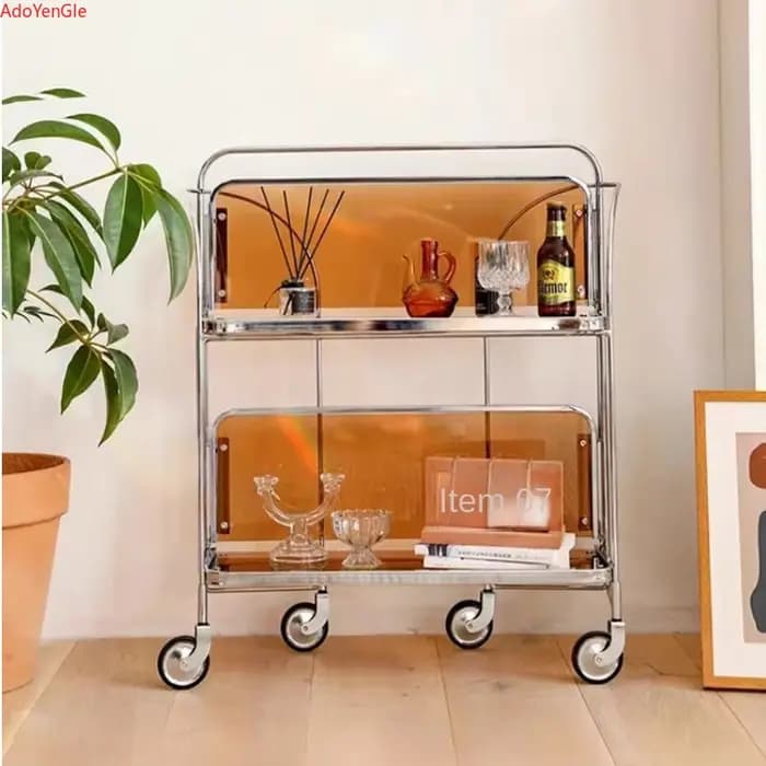 Table d'appoint mobile en verre transparent