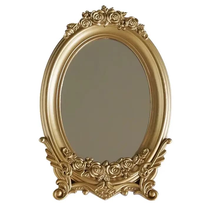 Miroir de table rustique de style français avec cadre sculpté