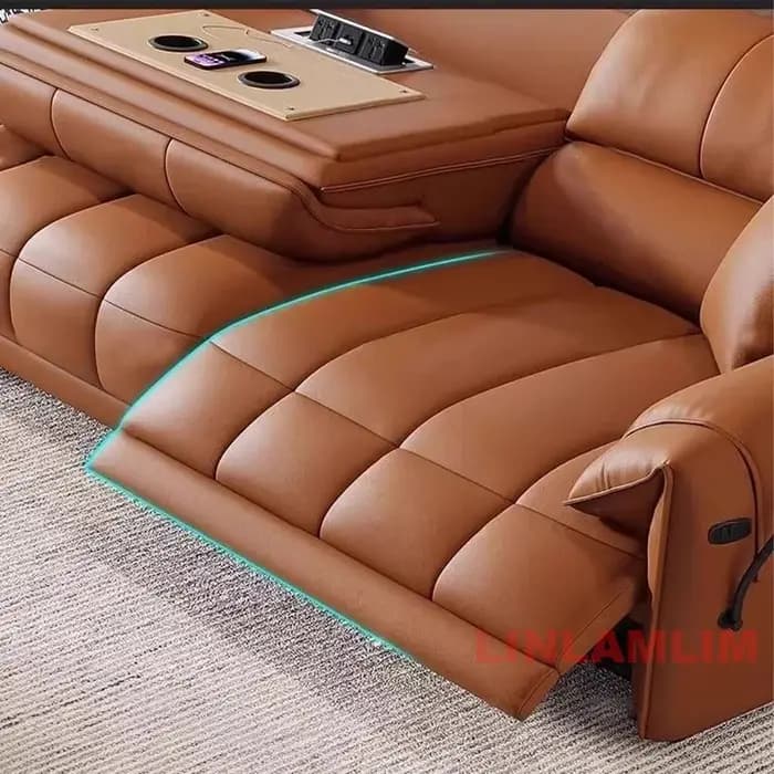 Canapé inclinable électrique moderne avec repose-pieds réglable, USB et console centrale pliable – C