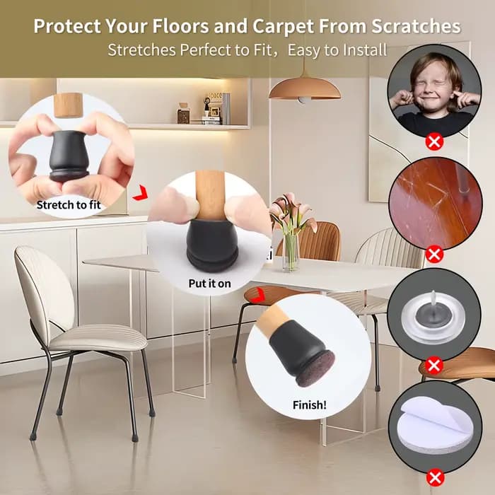 Protecteurs de sol pour pieds de chaise, 8 pièces, avec coussinets en feutre épais, couvre-pieds de