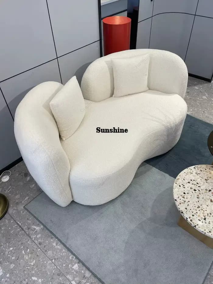 Canapés-lits sectionnels de luxe minimalistes blancs pour adultes, canapés-lits en peluche, coussins