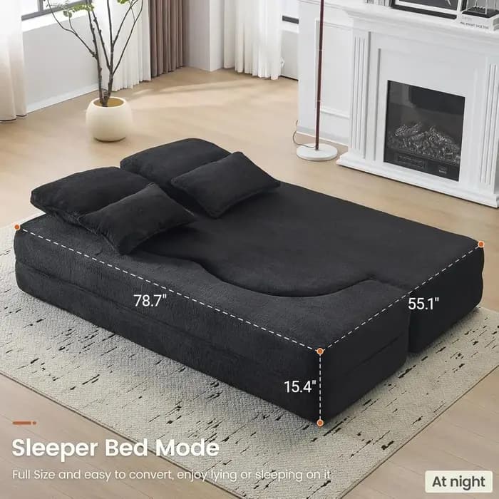 Canapé-lit pliant convertible, canapé-lit pleine grandeur de 78 pouces, causeuse futon pleine mousse