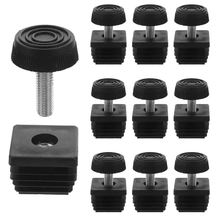 12 pièces pieds de nivellement M8x30 bouchons de pied à Tube carré en métal réglable insérer carré n