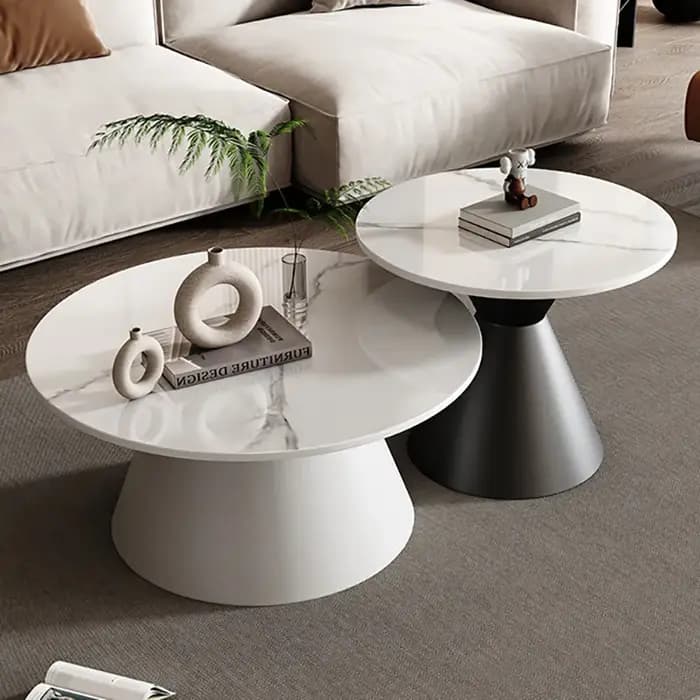 Table basse ronde en marbre pour salon