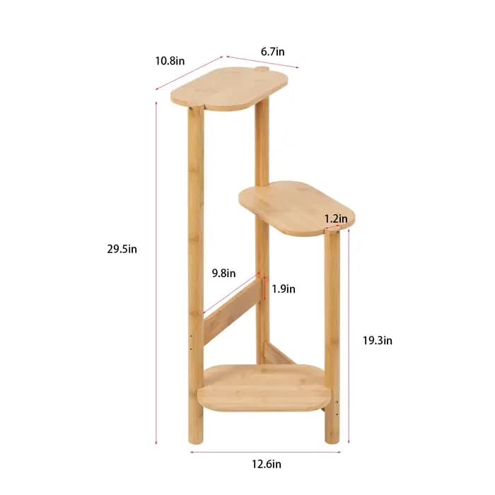 Support d'angle pour plantes à 3 niveaux, étagère pour plantes en bambou, support pour Pot, échelle