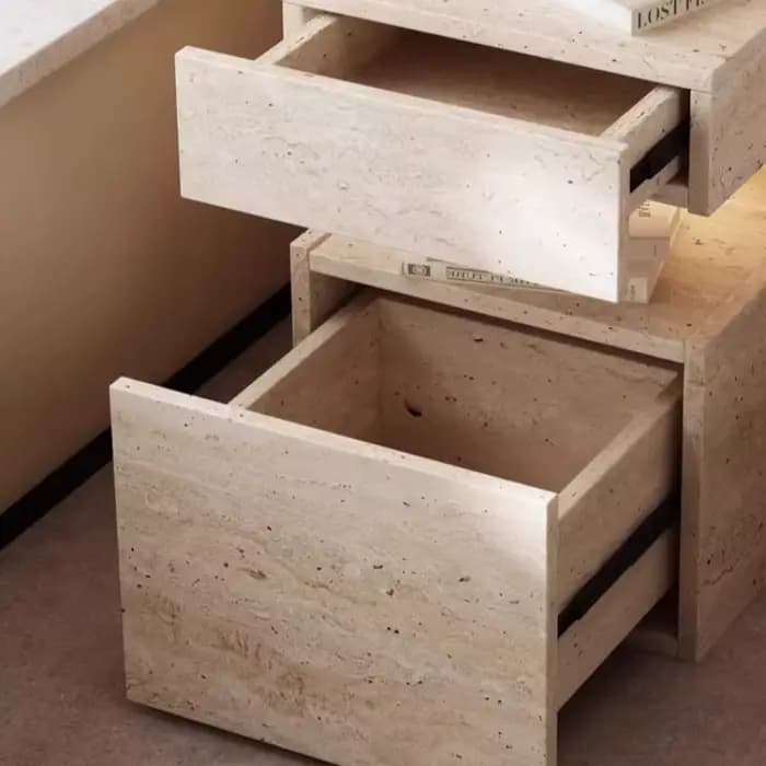 Table de chevet en bois massif avec tiroirs