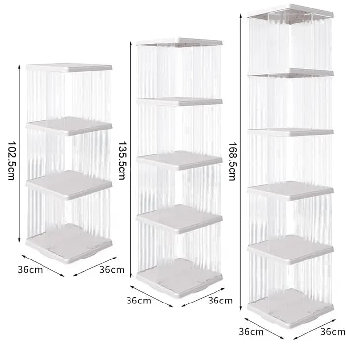 Bibliothèque rotative à 3 ou 5 niveaux, étagère de rangement transparente au sol, bibliothèque pour