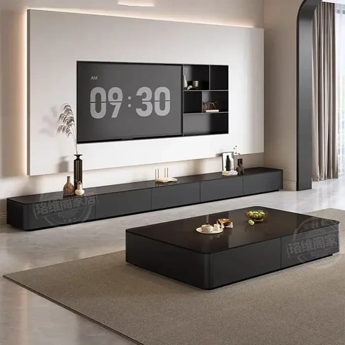 Meuble TV de rangement design nordique vintage avec tiroirs
