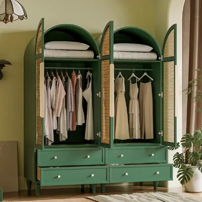 Petites armoires de luxe en rotin, grand rangement pour vêtements portables pour femmes, organisateu