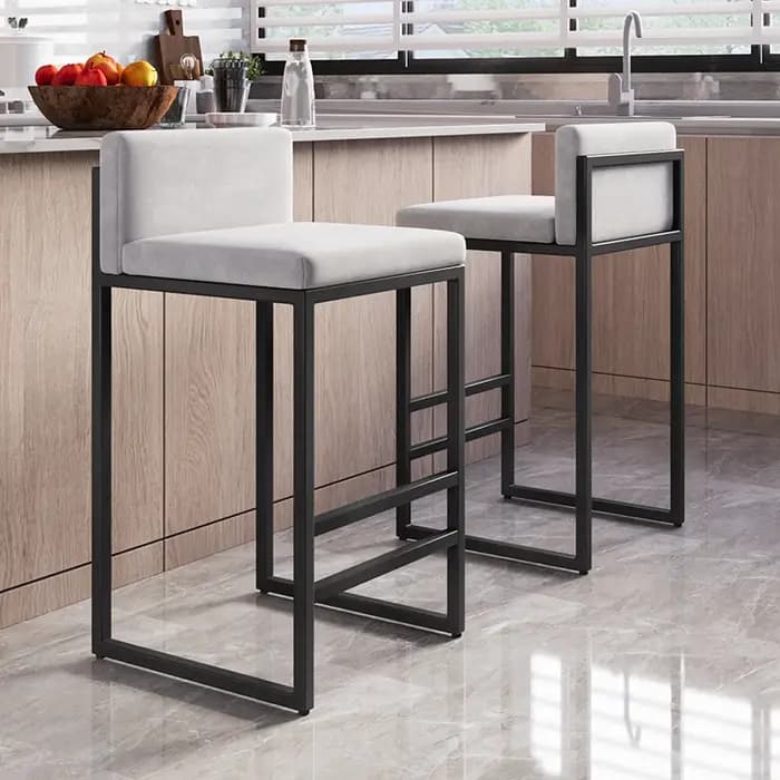 Tabouret de bar moderne avec dossier en fer forgé, chaise de comptoir pour la maison, l'îlot de cuis