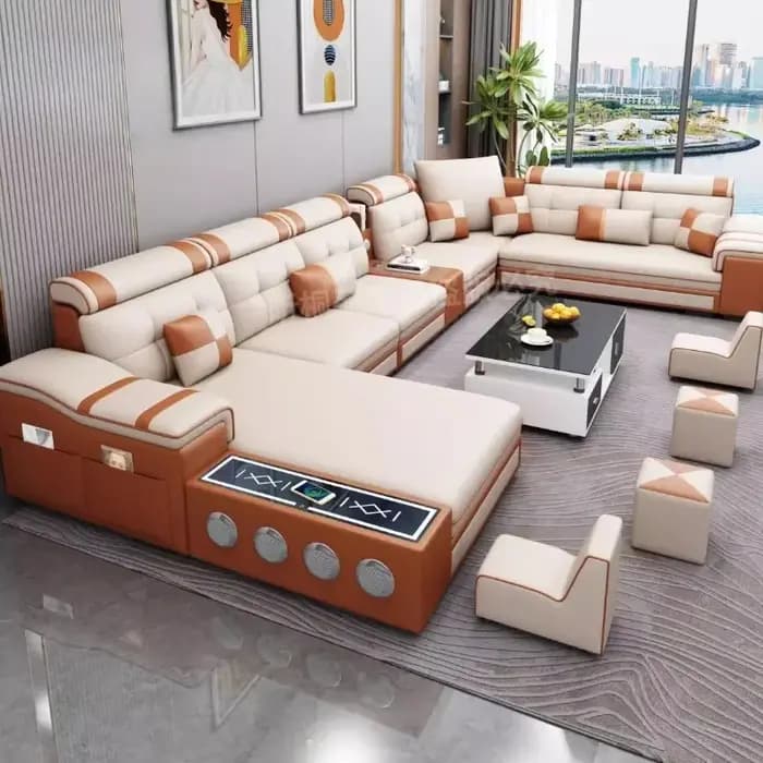 Canapé multifonctionnel relaxant rétractable inclinable en cuir pour Couple, moderne et élégant, Div