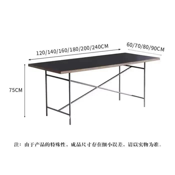 Table de conférence rectangulaire en bois massif, pied en acier inoxydable, bureau de bureau, table