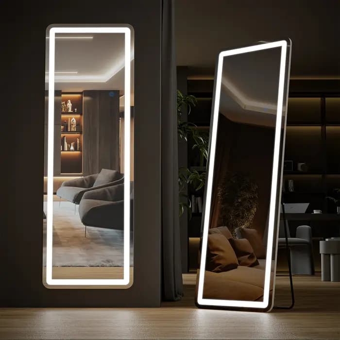 Miroir sur pied ou à suspendre JHK 71"x26" avec éclairage LED à intensité variable, 3 couleurs d'écl