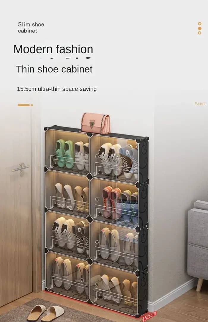 Boîte de rangement multicouche transparente pour chaussures, armoire de salon, étagère de couloir, m