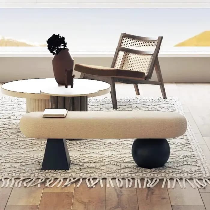  Banc d'entrée nordique en bois massif - Tabouret de salon multifonctionnel