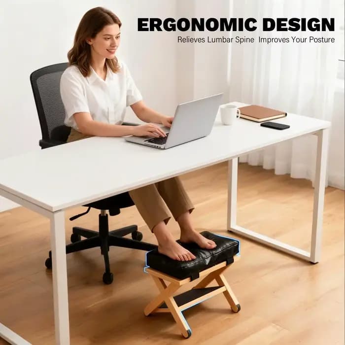 Repose-pieds en bois à double couche antidérapant ergonomique pour bureau