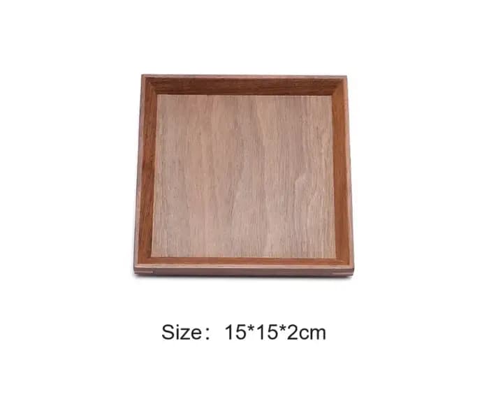 Plateau Rectangulaire Sculpté en Noyer Noir pour Hôtel, Restaurant, Thé, Fruits, Dim Sum