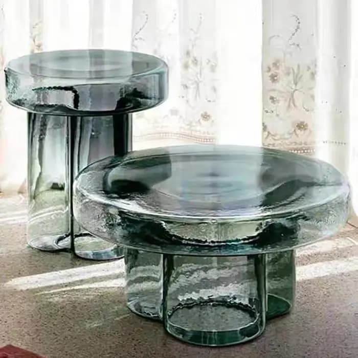 Tables basses de salon en verre coloré