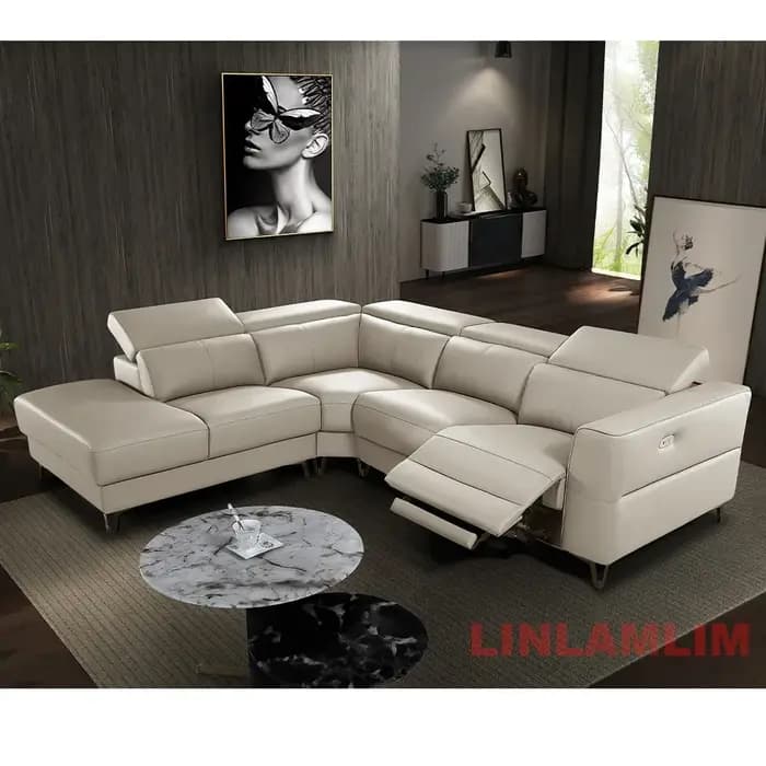 Linlamlim Canapé sectionnel inclinable électrique moderne en forme de L – Ensemble de canapés de sal